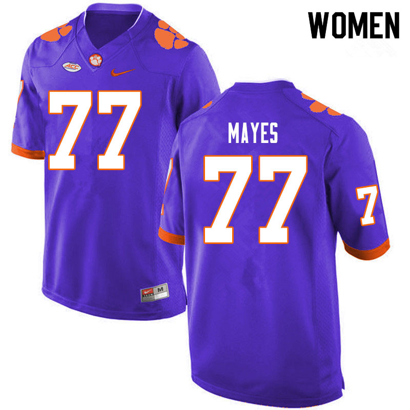 Women #77 Mitchell Mayes Clemson Tigers College Football Jerseys Sale-Purple - Click Image to Close